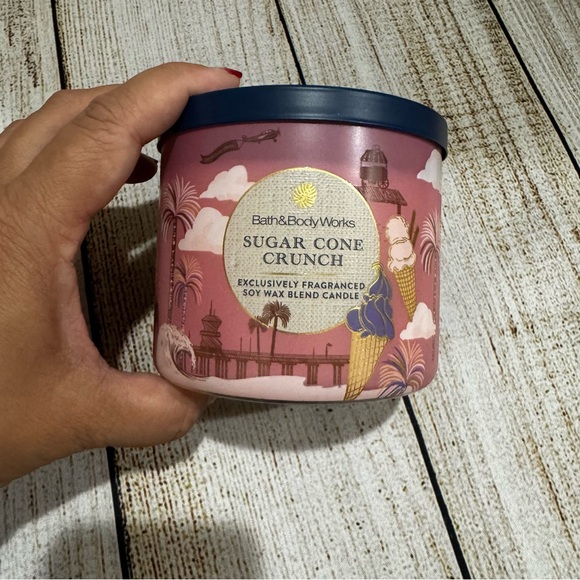 Bath & Body Works Other - NWT Bath & Body Works Pink and Blue Sugar Cone Crunch Candle 3 Wick BBW